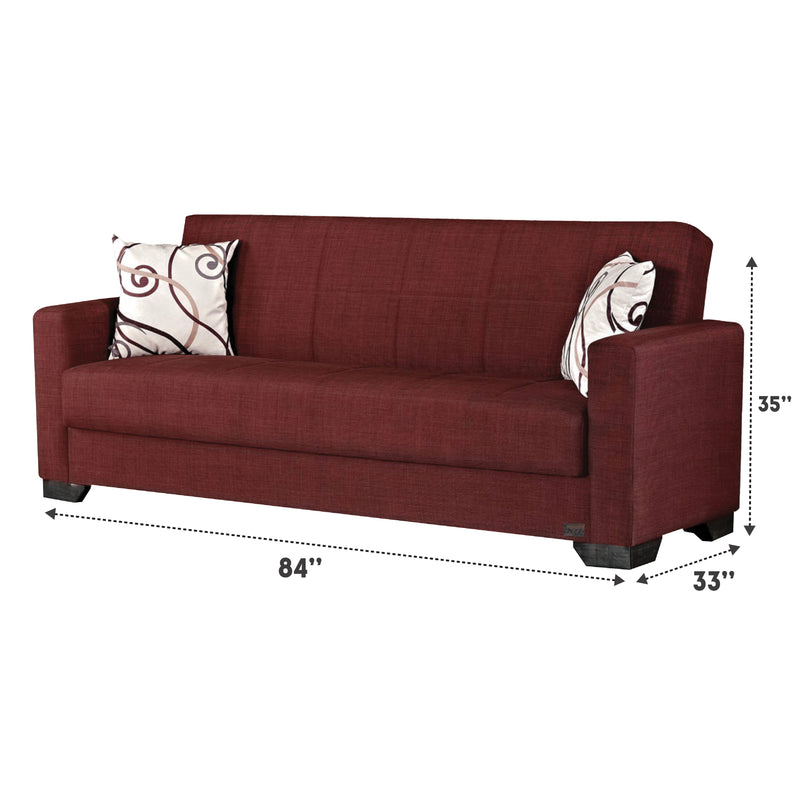 Vermont 82 in. Convertible Sleeper Sofa in Burgundy with Storage - Gate FurnitureSleeper Sofa