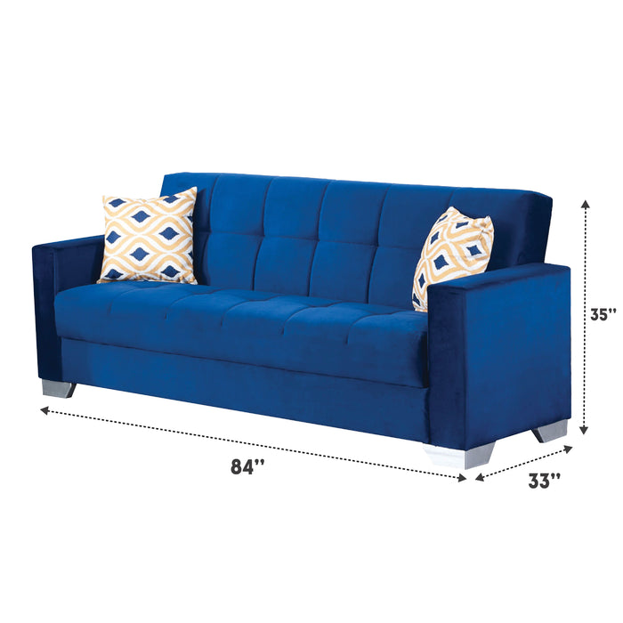 Vermont 82 in. Convertible Sleeper Sofa in Navy Blue with Storage - SB-VERMONT-BLUE - Gate Furniture