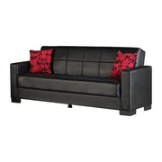 Vermont 84 in. Convertible Sleeper Sofa in Black Faux Leather with Storage - Gate FurnitureSleeper Sofa
