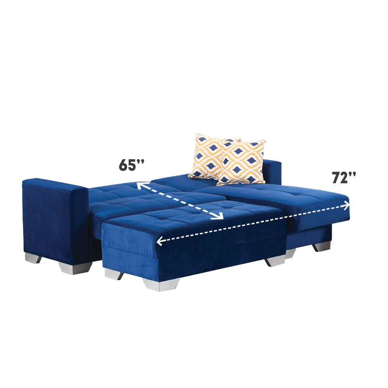 Vermont 84 in. W 2 - Piece Soft Touch Microfiber Upholstery Reversible Sectional Sofa with Chaise in Blue - Gate FurnitureSectional