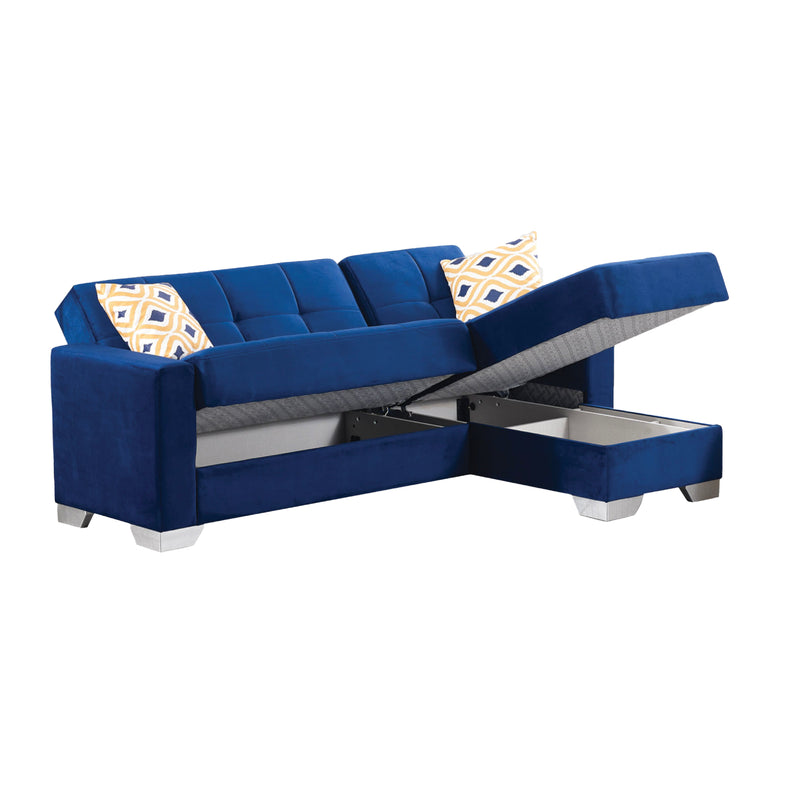 Vermont 84 in. W 2 - Piece Soft Touch Microfiber Upholstery Reversible Sectional Sofa with Chaise in Blue - Gate FurnitureSectional