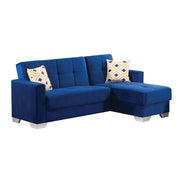 Vermont 84 in. W 2 - Piece Soft Touch Microfiber Upholstery Reversible Sectional Sofa with Chaise in Blue - Gate FurnitureSectional