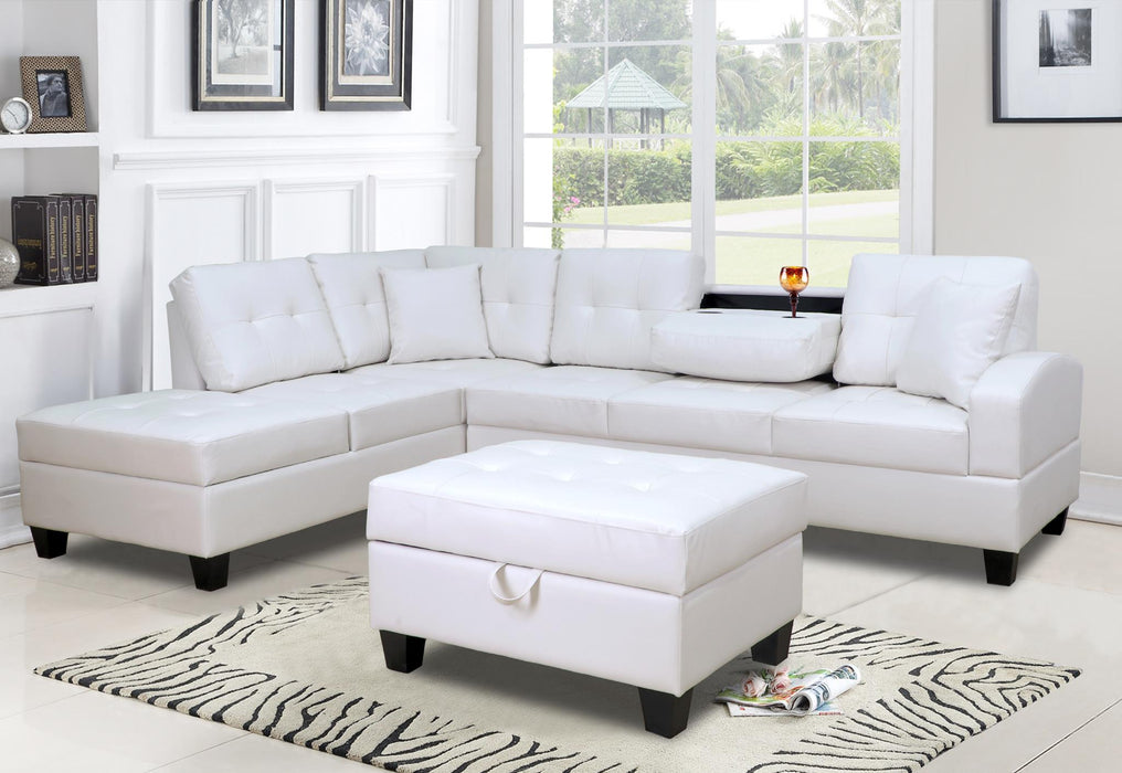 Veronica White Sectional With Ottoman - Gate Furniture