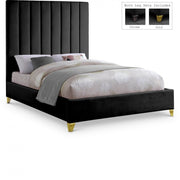 Via Velvet Queen Bed Black - Gate FurnitureQueen Bed
