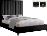 Via Velvet Queen Bed Black - Gate FurnitureQueen Bed