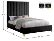 Via Velvet Queen Bed Black - Gate FurnitureQueen Bed