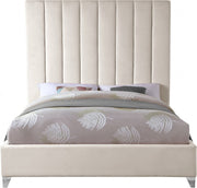 Via Velvet Queen Bed Cream - Gate FurnitureQueen Bed