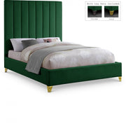 Via Velvet Queen Bed Green - Gate FurnitureQueen Bed