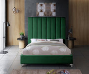 Via Velvet Queen Bed Green - Gate FurnitureQueen Bed