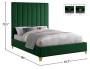 Via Velvet Queen Bed Green - Gate FurnitureQueen Bed