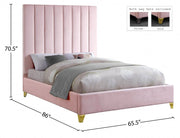 Via Velvet Queen Bed Pink - Gate FurnitureQueen Bed