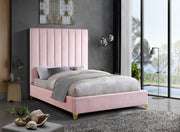 Via Velvet Queen Bed Pink - Gate FurnitureQueen Bed