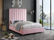 Via Velvet Queen Bed Pink - Gate FurnitureQueen Bed