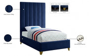 Via Velvet Twin Bed Blue - Gate FurnitureTwin Bed