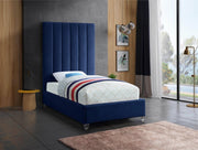 Via Velvet Twin Bed Blue - Gate FurnitureTwin Bed