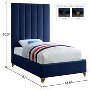Via Velvet Twin Bed Blue - Gate FurnitureTwin Bed