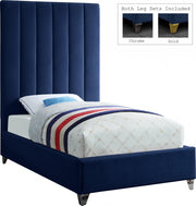 Via Velvet Twin Bed Blue - Gate FurnitureTwin Bed