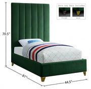 Via Velvet Twin Bed Green - Gate FurnitureTwin Bed