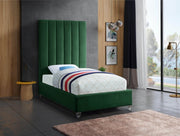 Via Velvet Twin Bed Green - Gate FurnitureTwin Bed