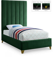 Via Velvet Twin Bed Green - Gate FurnitureTwin Bed
