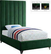 Via Velvet Twin Bed Green - Gate FurnitureTwin Bed