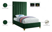 Via Velvet Twin Bed Green - Gate FurnitureTwin Bed