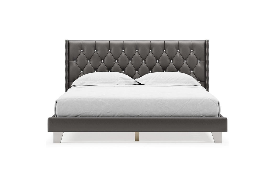 Vintasso Metallic Gray King Upholstered Bed - B089-282 - Gate Furniture