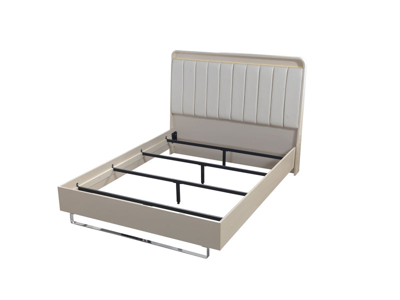 Viola Cream High Gloss Lacquer 4 pc Queen Bedroom Set - VIOLABEDROOM-4PCQ