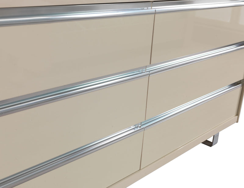 Viola Cream High Gloss Lacquer 4 pc Queen Bedroom Set - VIOLABEDROOM-4PCQ