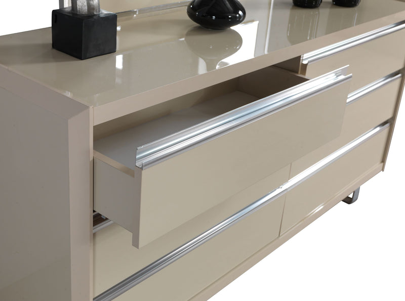 Viola Cream High Gloss Lacquer 4 pc Queen Bedroom Set - VIOLABEDROOM-4PCQ