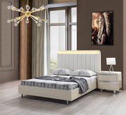 Viola Cream High Gloss Lacquer 4 pc Queen Bedroom Set - VIOLABEDROOM-4PCQ