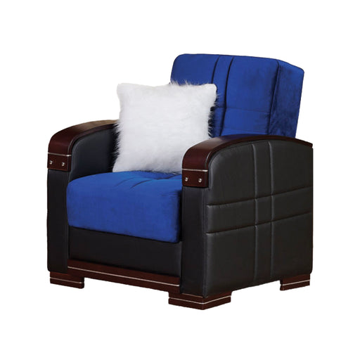 Virginia 35 in. Convertible Sleeper Chair in Blue with Storage - CH-VIRGINIA-BLUE - Gate Furniture