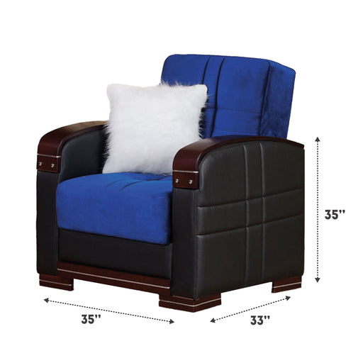 Virginia 35 in. Convertible Sleeper Chair in Blue with Storage - CH-VIRGINIA-BLUE - Gate Furniture