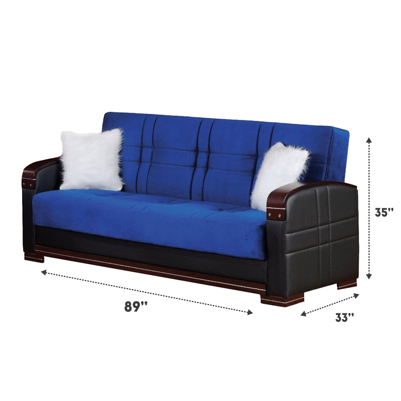Virginia 89 in. Convertible Sleeper Sofa in Blue with Storage - Gate FurnitureSleeper Sofa