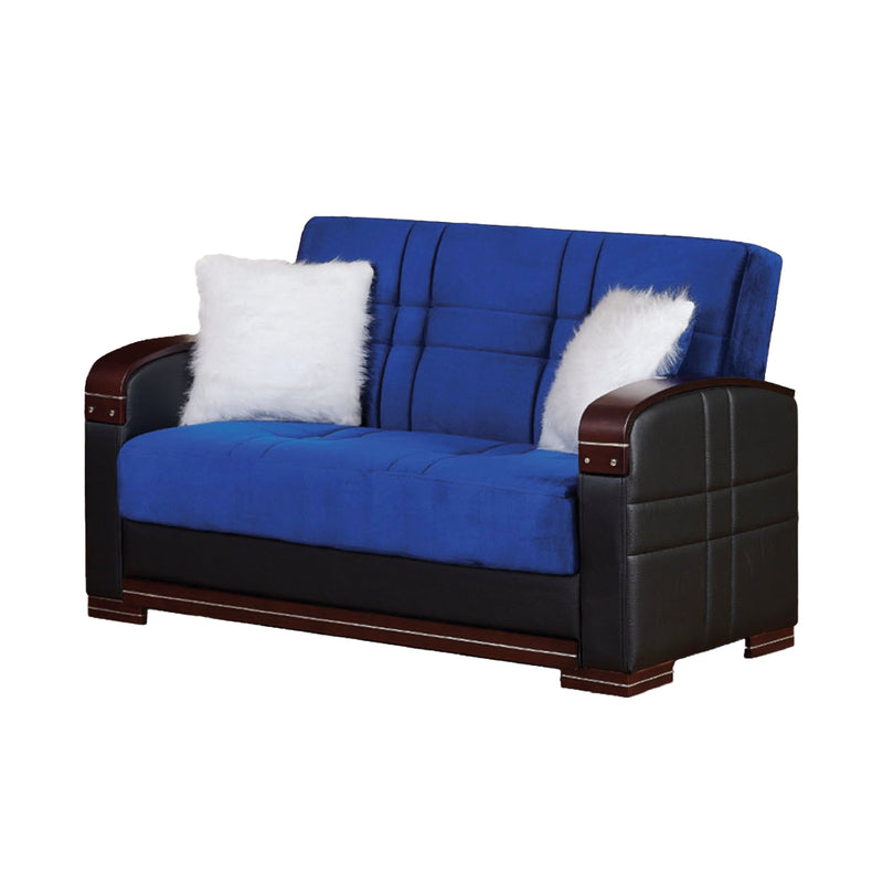 Virginia in. Convertible Sleeper Loveseat in Blue with Storage - Gate FurnitureLoveseat