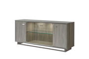 Volare 4 Door Buffet W/ Mirror Grey Set - Gate Furniture