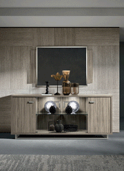 Volare 4 Door Buffet W/ Mirror Grey Set - Gate Furniture