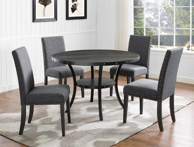 Wallace Gray/Black Round Dining Set - Gate FurnitureDining Room Set