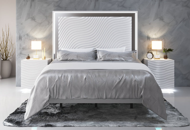 Wave Bed White Queen - Gate FurnitureQueen Bed