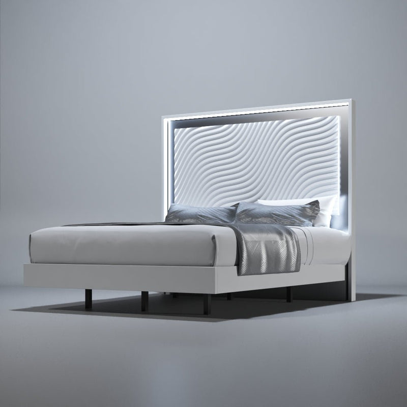 Wave Bed White Queen - Gate FurnitureQueen Bed