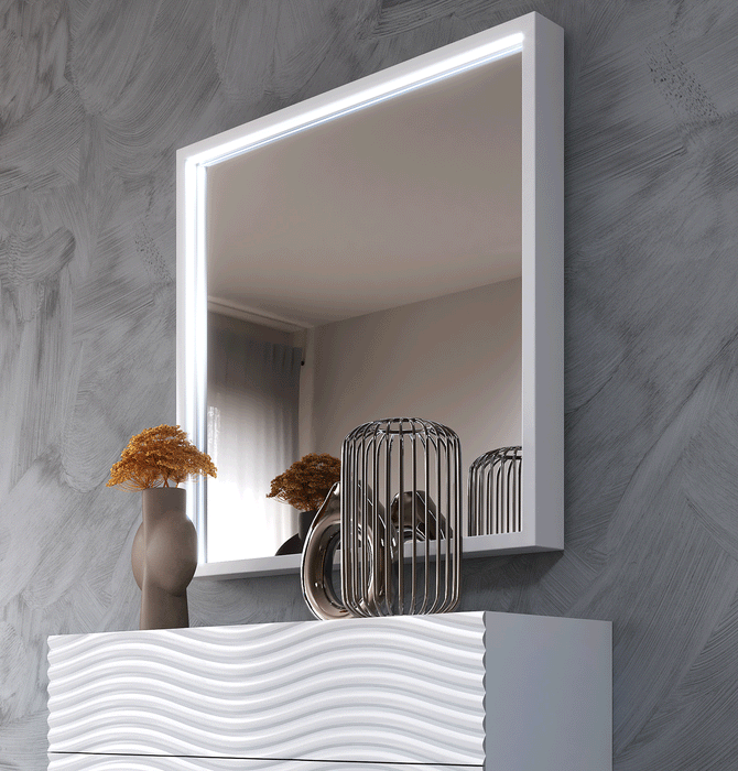 Wave White Mirror For Single Dresser - i37877 - Gate Furniture