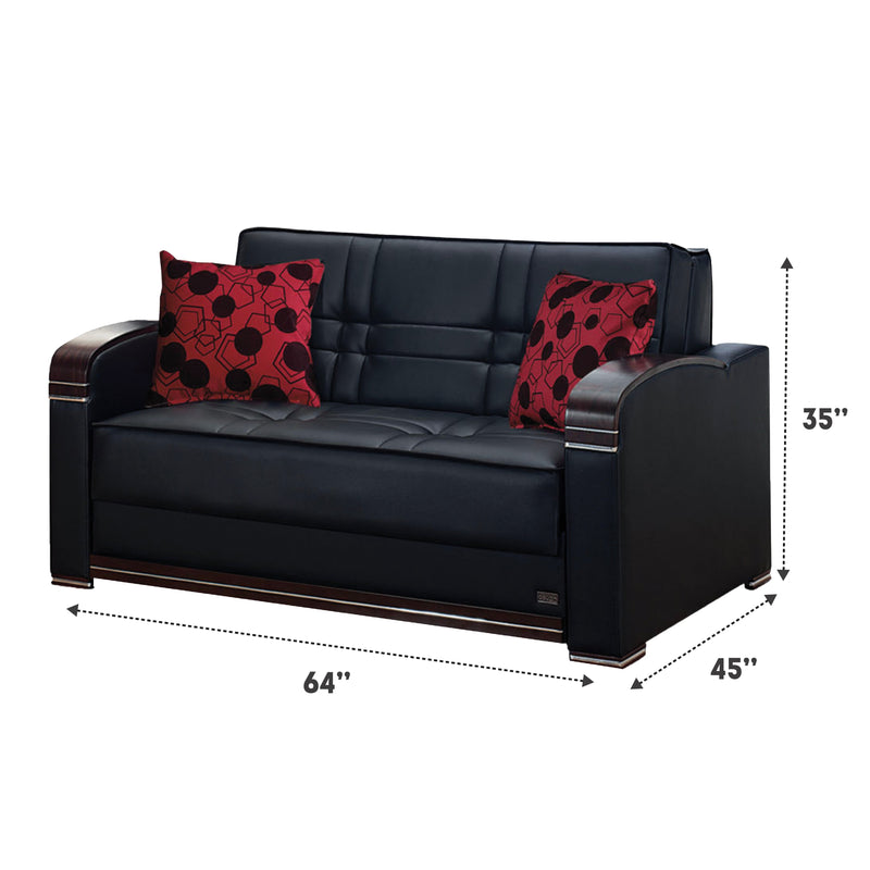 Westchester 64 in. Convertible Pull Out Loveseat in Black - Gate FurnitureLoveseat