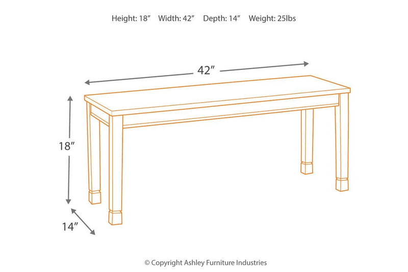 Whitesburg Brown/Cottage White Dining Bench - Gate FurnitureAccent Bench