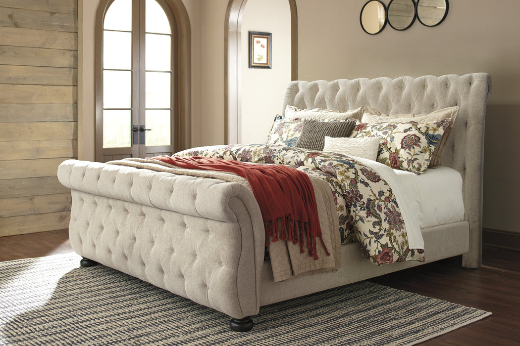 Willenburg Linen Upholstered Queen Sleigh Bed - Gate Furniture