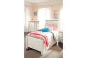 Willowton Whitewash Twin Panel Bed with 2 Storage Drawers - Gate FurnitureTwin Bed