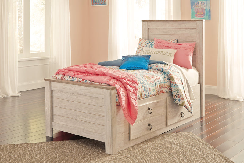 Willowton Whitewash Twin Under Bed Storage Platform Bed - Gate FurnitureTwin Bed