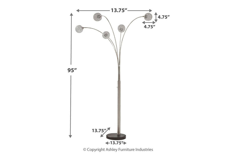 Winter Silver Finish Arc Lamp - Gate FurnitureFloor Lamps
