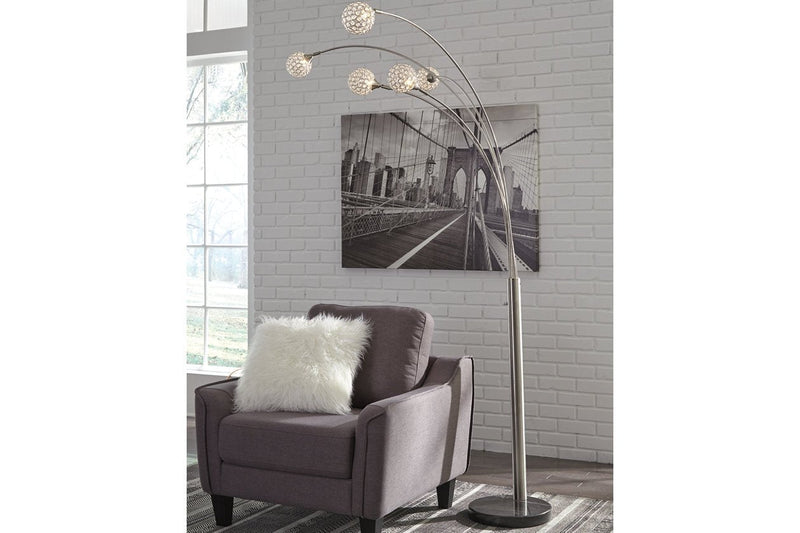 Winter Silver Finish Arc Lamp - Gate FurnitureFloor Lamps