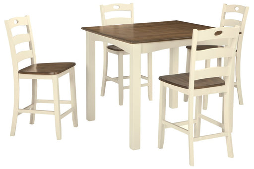Woodanville Cream/Brown Counter Height Dining Table and Bar Stools (Set of 5) - D335-223 - Gate Furniture