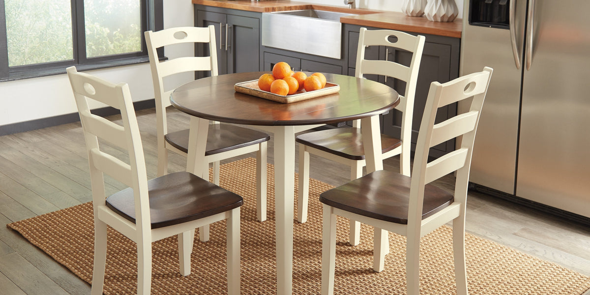 Woodanville Cream-Brown Drop Leaf Dinette Set Gate Furniture